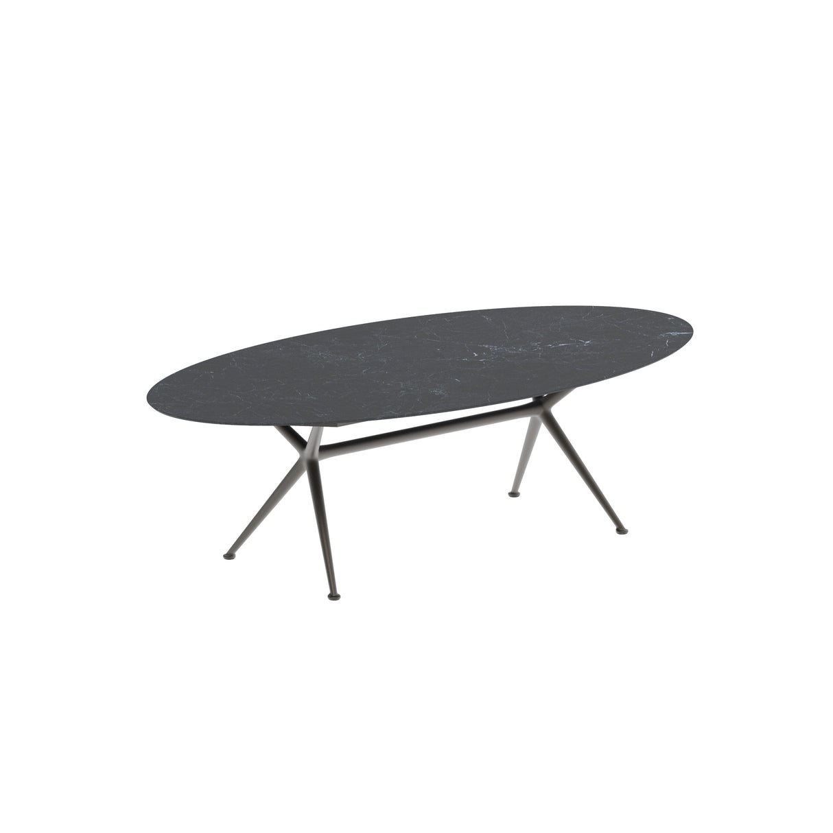 Royal Botania Exes Table Ellipse 250x130cm Pieds Alu Bronze BR - Plateau Céramique Nero Marquina NM