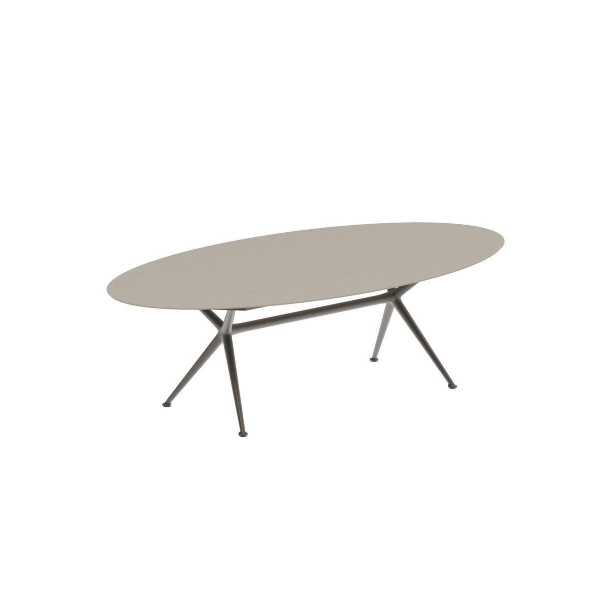 Royal Botania Exes Table Ellipse 250x130cm Pieds Alu Bronze BR - Plateau céramique Pearl Grey PG