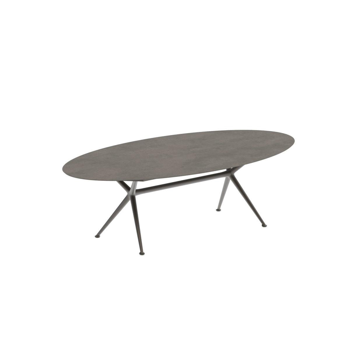 Royal Botania Exes Table Ellipse 250x130cm Pieds Alu Bronze BR - Plateau Céramique Terra Marrone TM