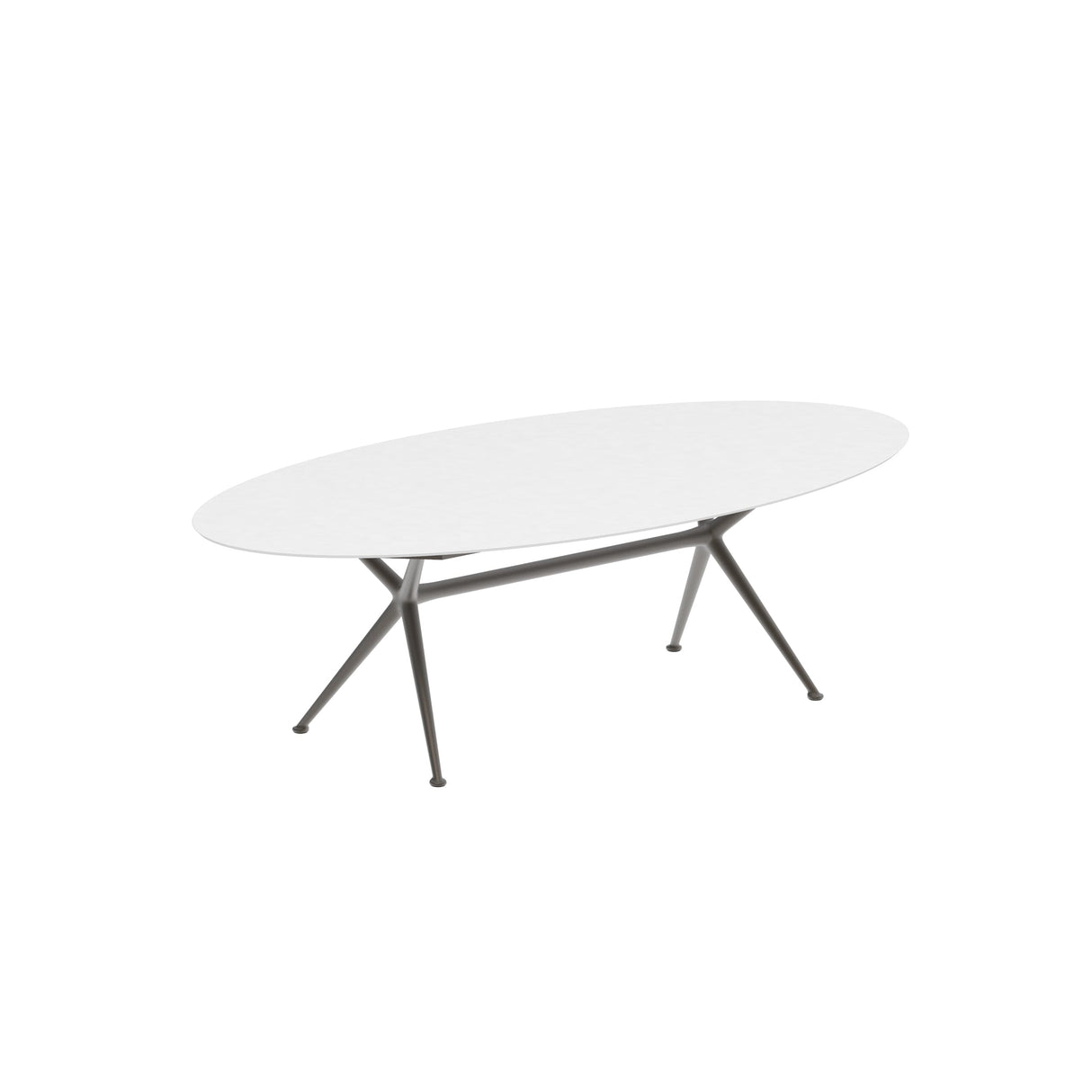 Royal Botania Exes Table Ellipse 250x130cm Pieds Alu Bronze BR - Plateau Céramique White WUM