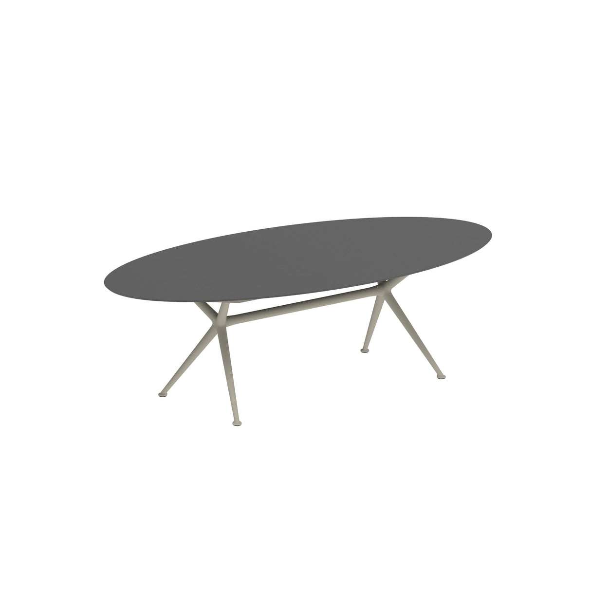 Royal Botania Exes Table Ellipse 250x130cm Pieds Alu Pebble PB - Plateau Céramique Black ZUM