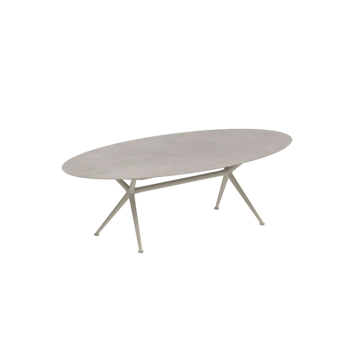 Royal Botania Exes Table Ellipse 250x130cm Pieds Alu Pebble PB - Plateau Céramique Cemento Luminoso CL