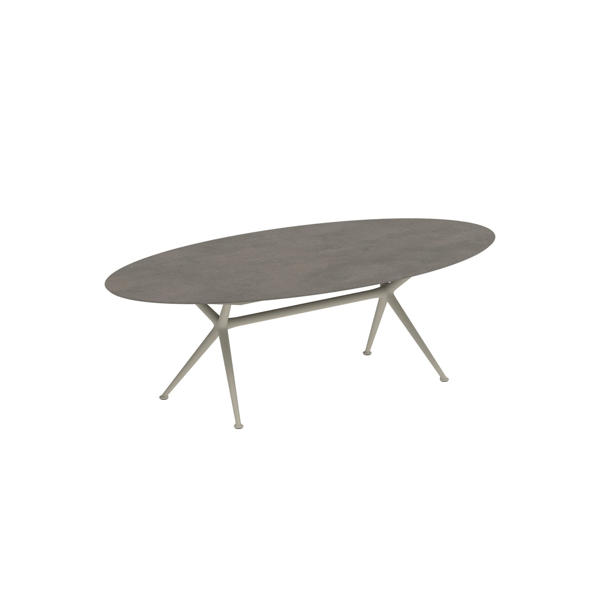 Royal Botania Exes Table Ellipse 250x130cm Pieds Alu Pebble PB - Plateau Céramique Terra Marrone TM