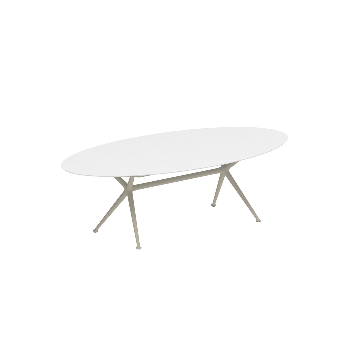 Royal Botania Exes Table Ellipse 250x130cm Pieds Alu Pebble PB - Plateau Céramique White WUM