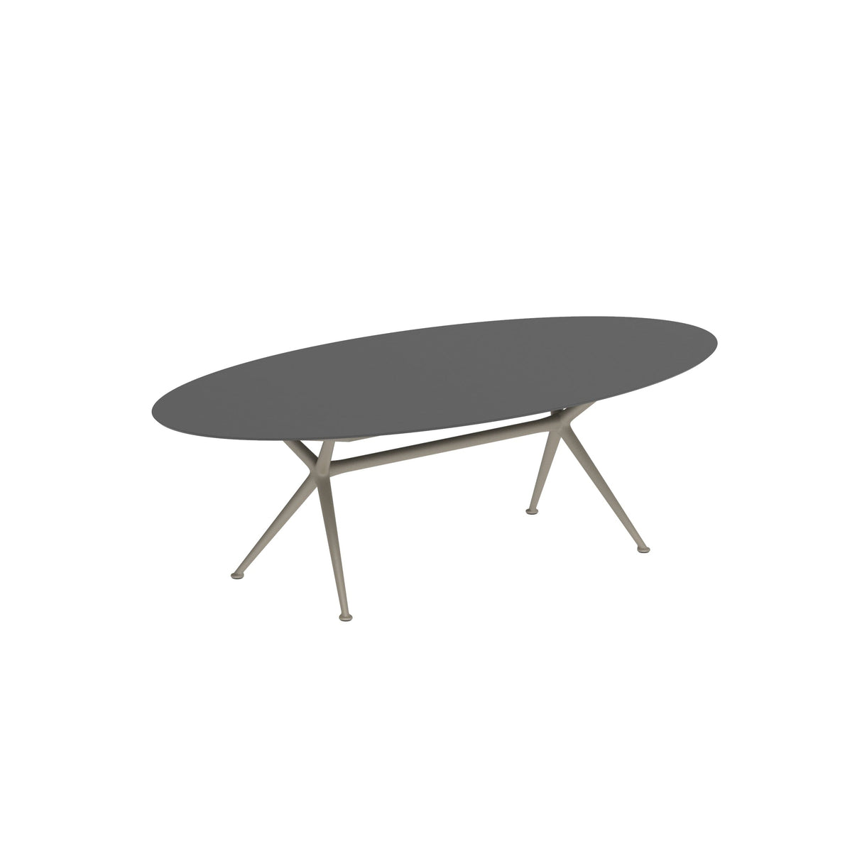 Royal Botania Exes Table Ellipse 250x130cm Pieds Alu Sand S - Plateau Céramique Black ZUM