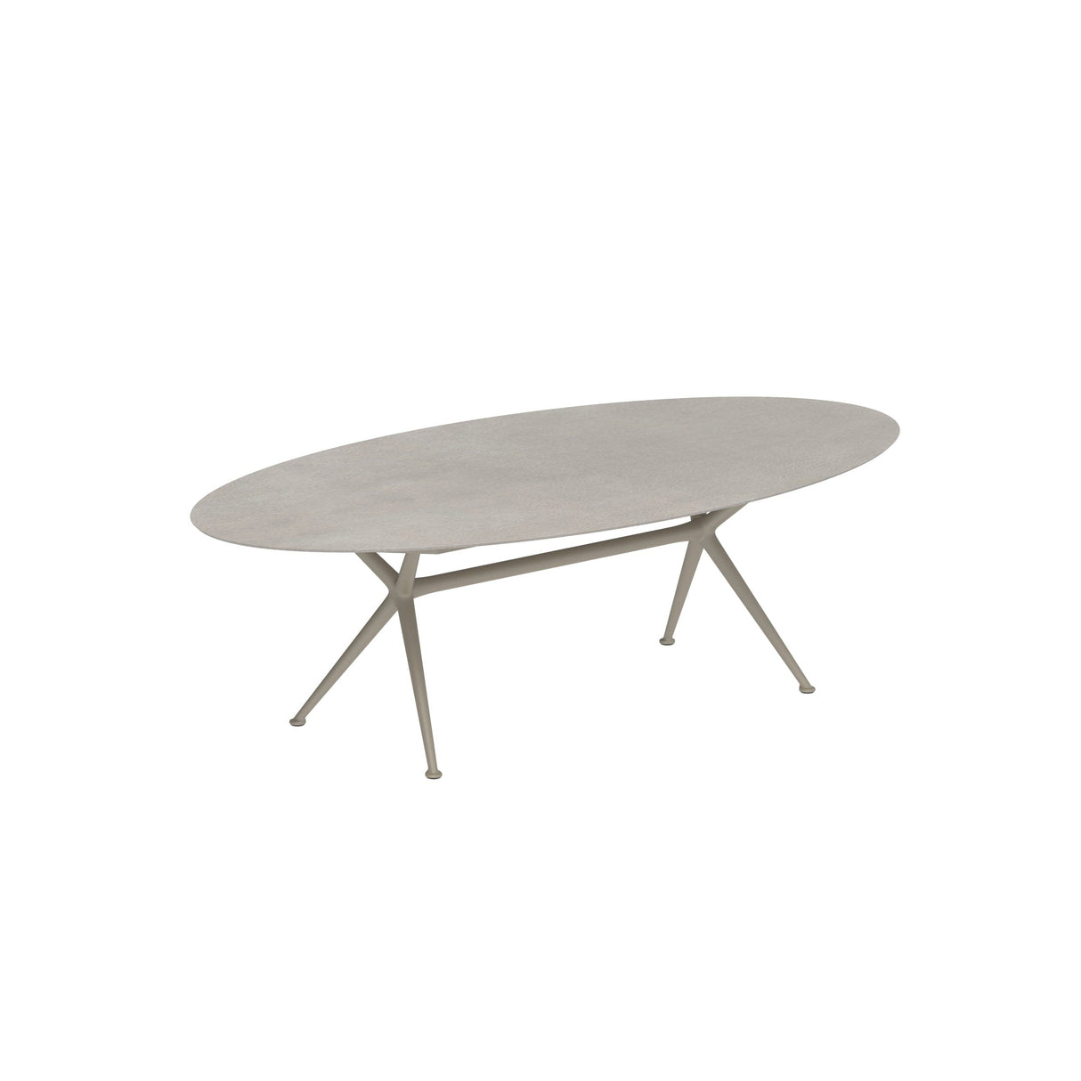 Royal Botania Exes Table Ellipse 250x130cm Pieds Alu Sand S - Plateau Céramique Cemento Luminoso CL