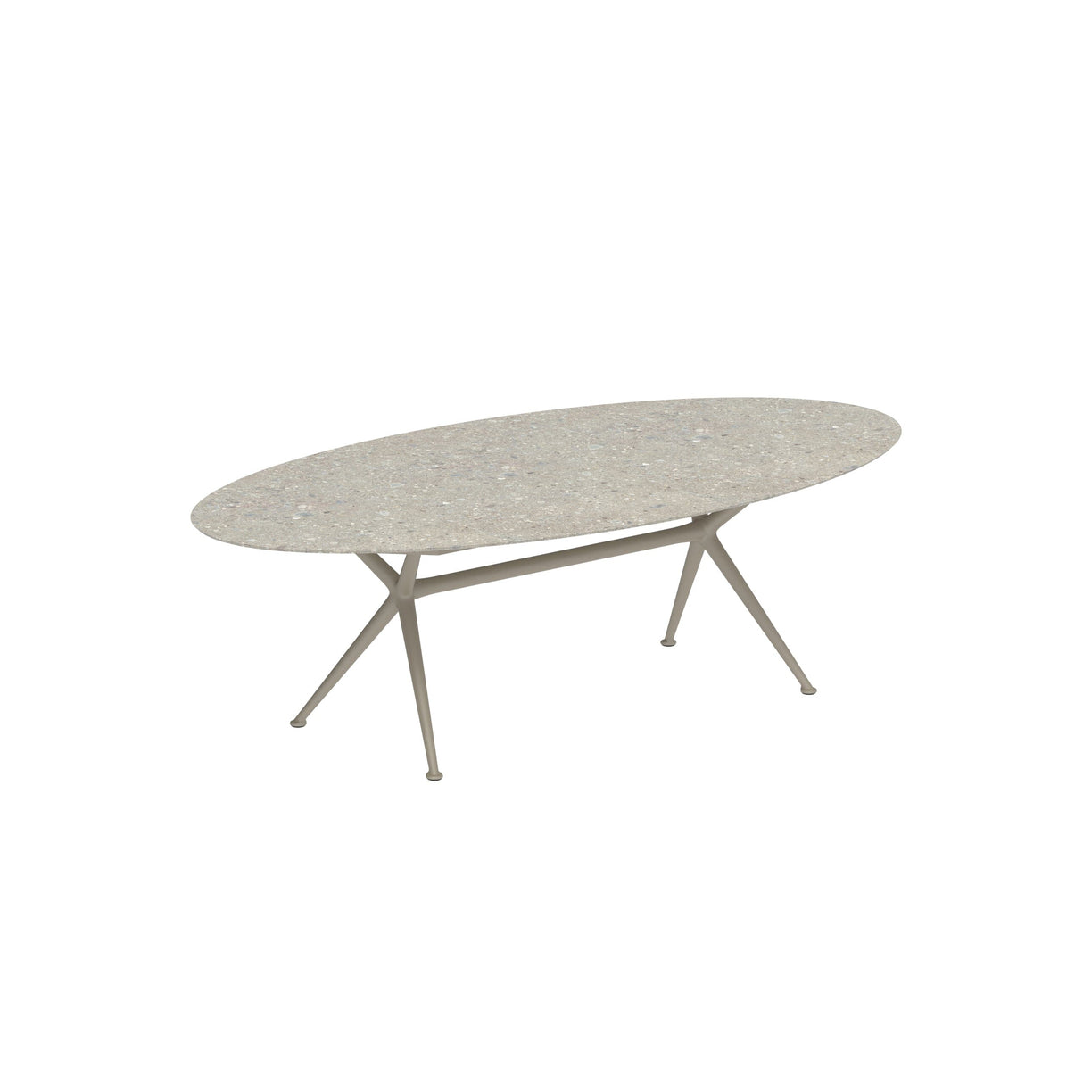 Royal Botania Exes Table Ellipse 250x130cm Pieds Alu Sand S - Plateau Céramique Ceppo Dolomitica CD