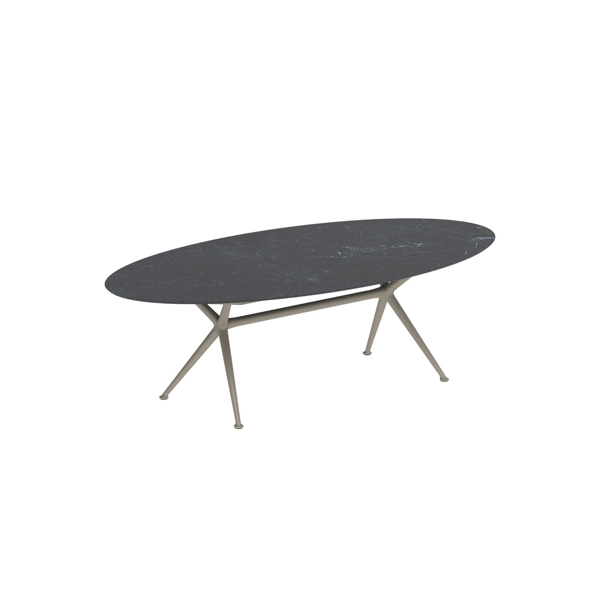 Royal Botania Exes Table Ellipse 250x130cm Pieds Alu Sand S - Plateau Céramique Nero Marquina NM