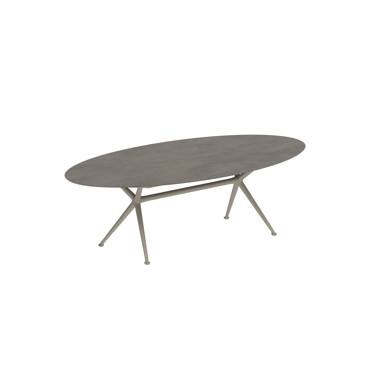 Royal Botania Exes Table Ellipse 250x130cm Pieds Alu Sand S - Plateau Céramique Terra Marrone TM