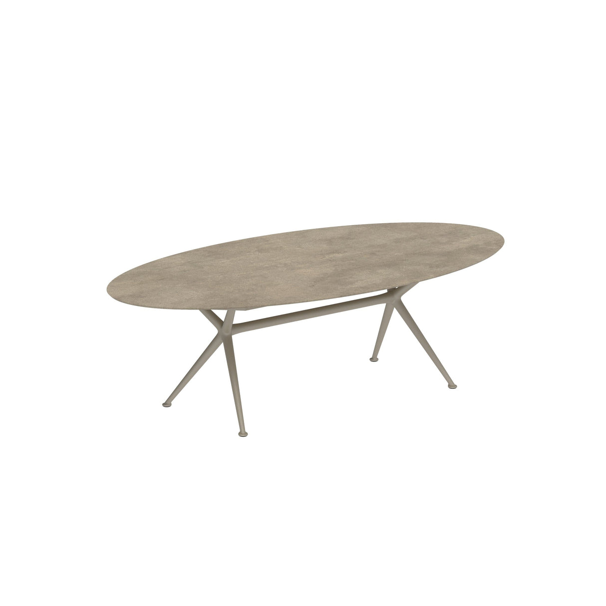 Royal Botania Exes Table Ellipse 250x130cm Pieds Alu Sand S - Plateau Céramique Terra Sabbia TS