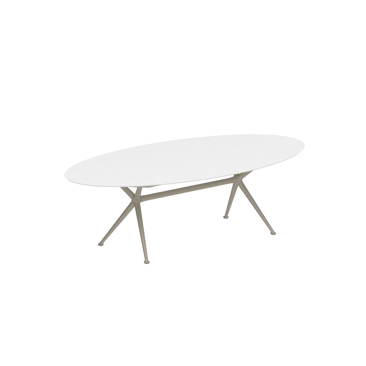 Royal Botania Exes Table Ellipse 250x130cm Pieds Alu Sand S - Plateau Céramique White WUM