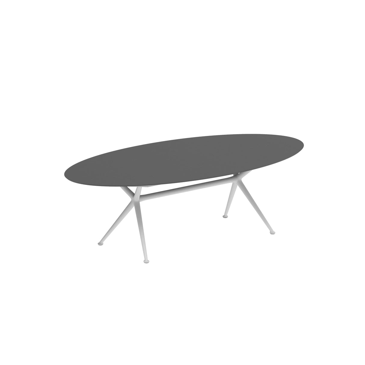 Royal Botania Exes Table Ellipse 250x130cm Pieds Alu White WR - Plateau Céramique Black ZUM