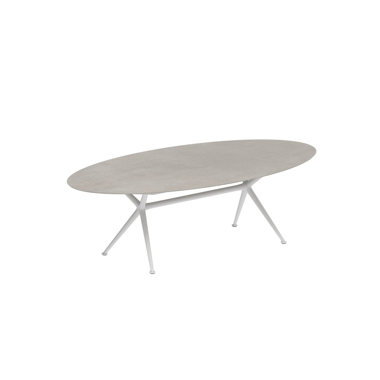 Royal Botania Exes Table Ellipse 250x130cm Pieds Alu White WR - Plateau Céramique Cemento Luminoso CL
