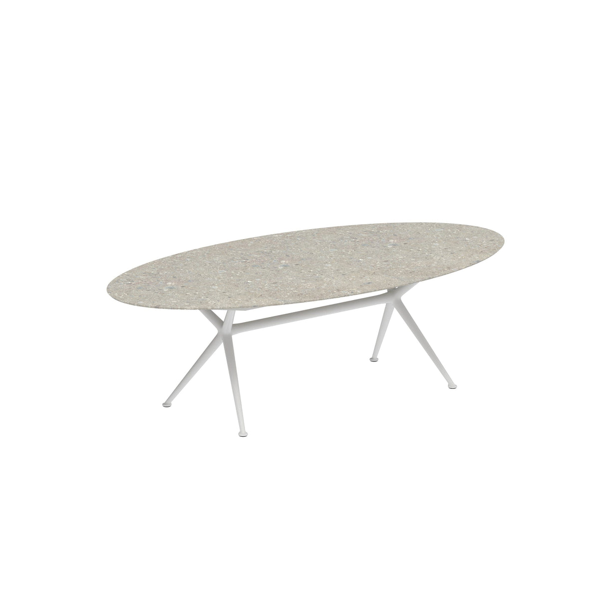 Royal Botania Exes Table Ellipse 250x130cm Pieds Alu White WR - Plateau Céramique Ceppo Dolomitica CD