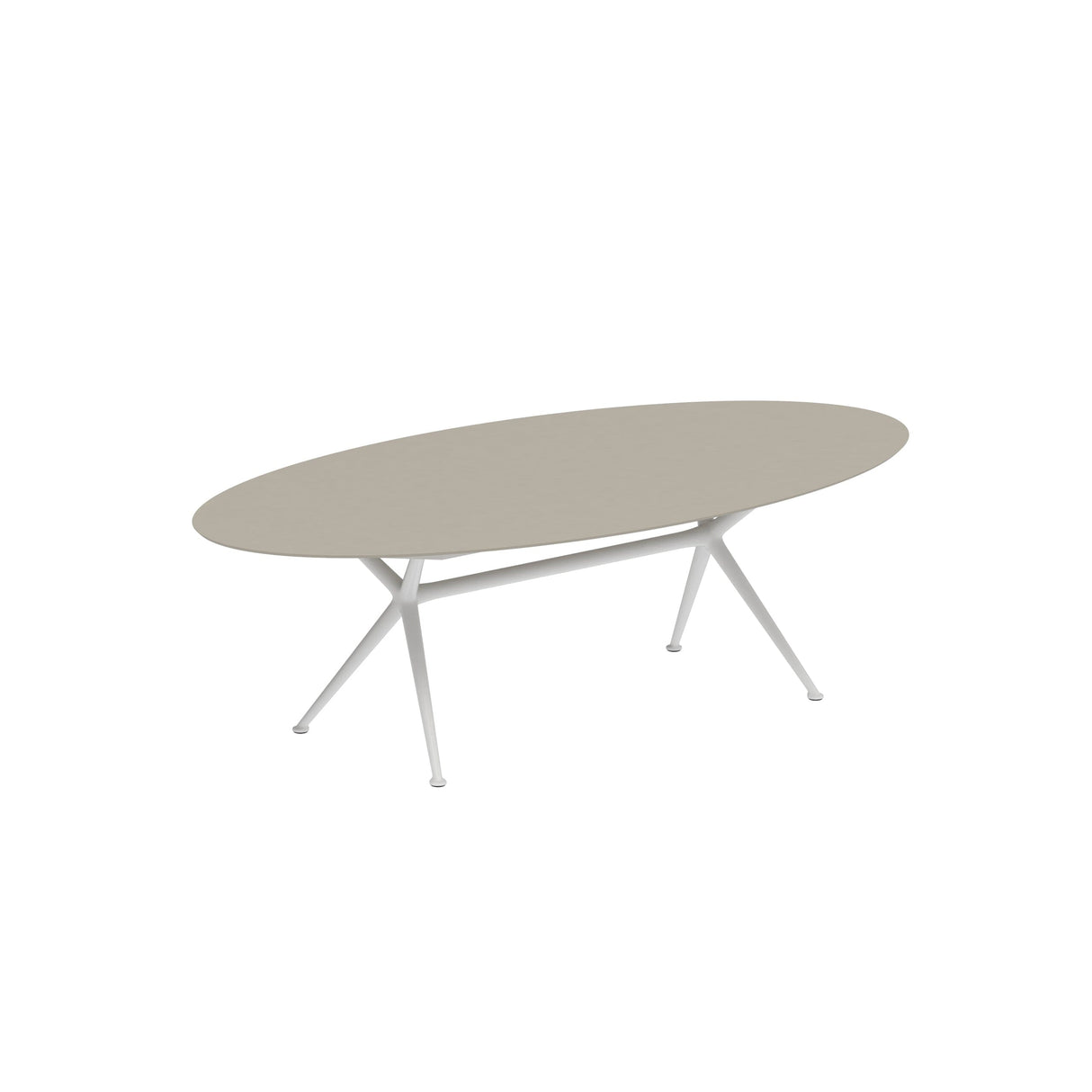 Royal Botania Exes Table Ellipse 250x130cm Pieds Alu White WR - Plateau céramique Pearl Grey PG