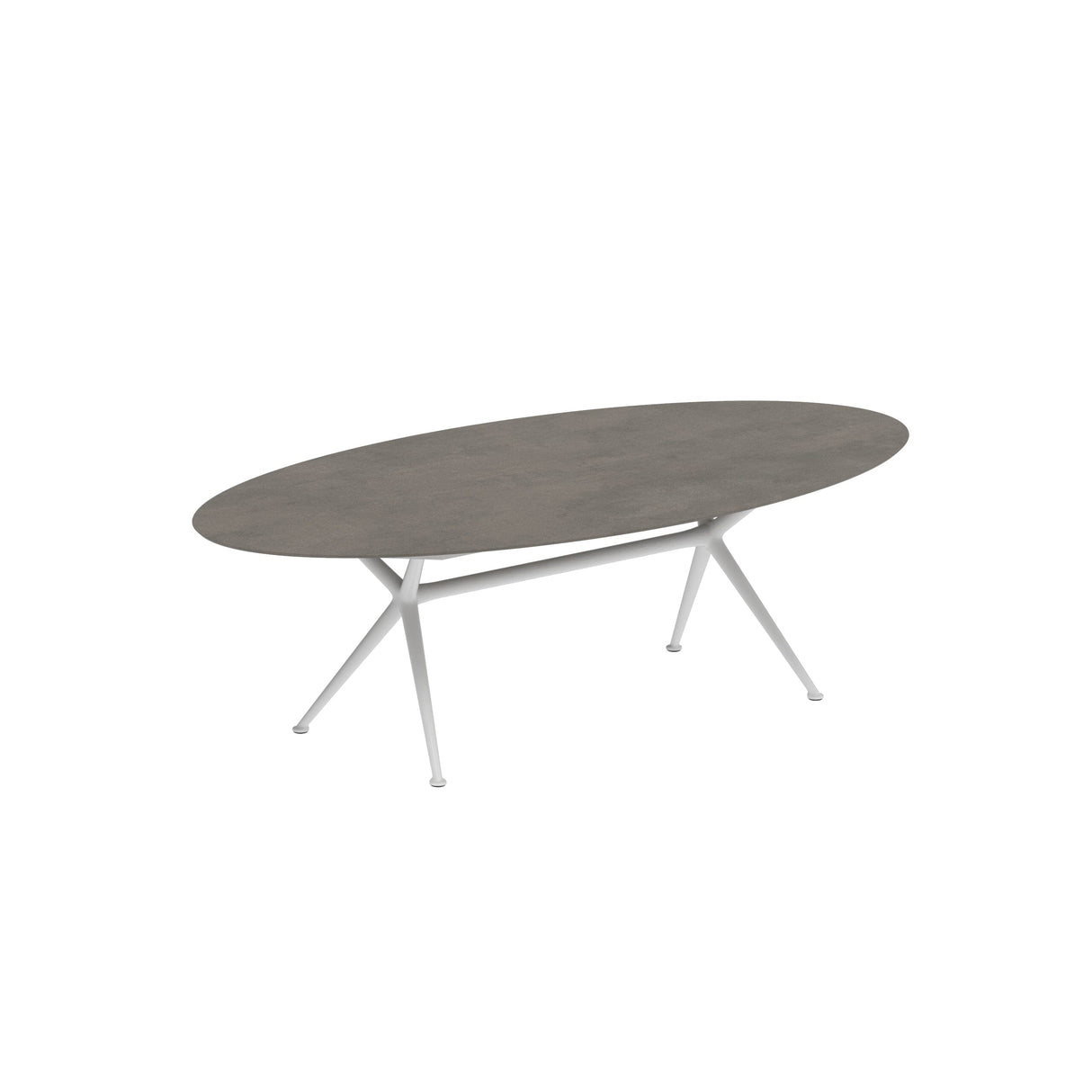Royal Botania Exes Table Ellipse 250x130cm Pieds Alu White WR - Plateau Céramique Terra Marrone TM