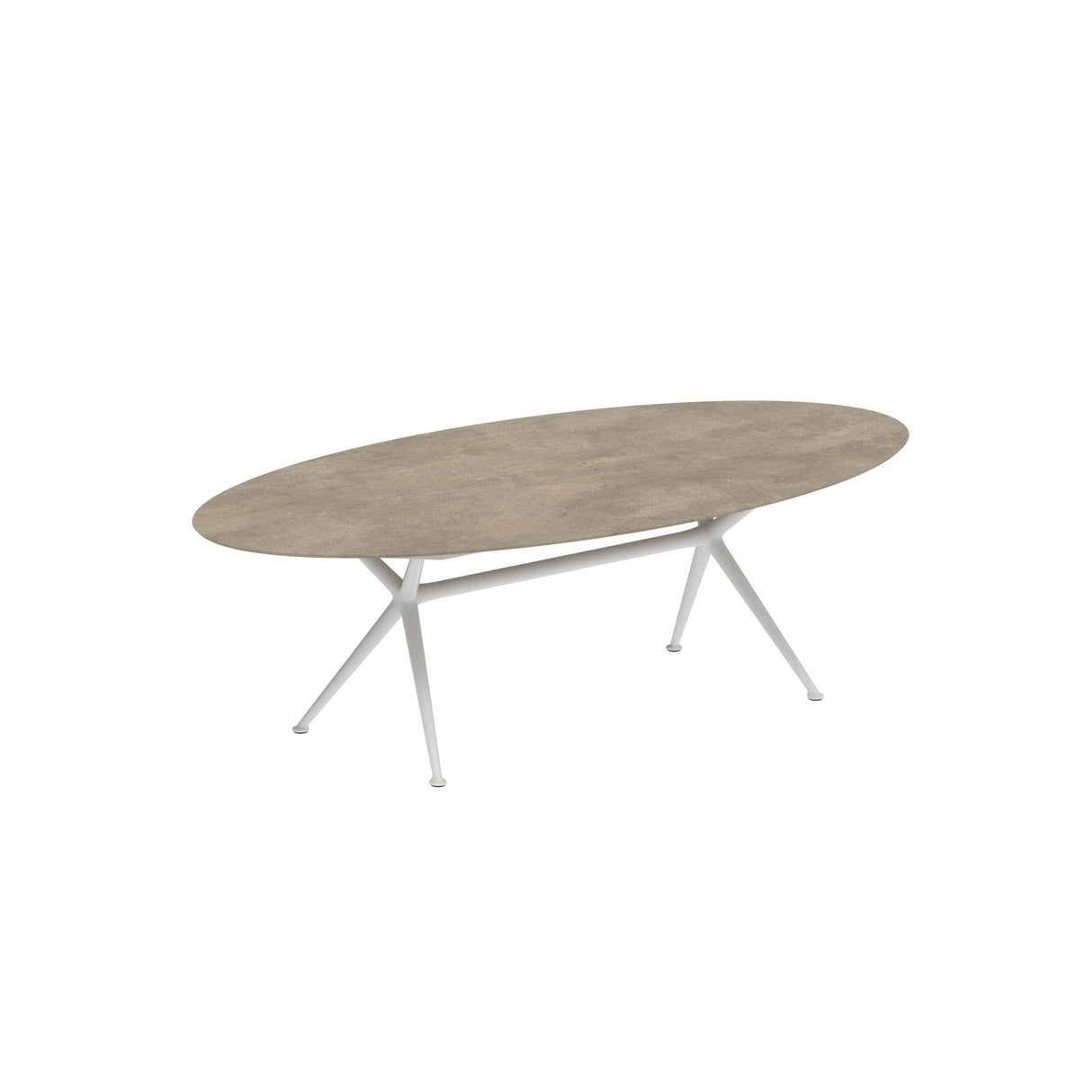 Royal Botania Exes Table Ellipse 250x130cm Pieds Alu White WR - Plateau Céramique Terra Sabbia TS