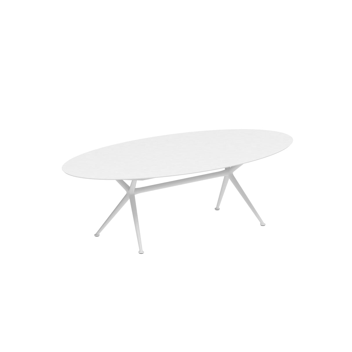 Royal Botania Exes Table Ellipse 250x130cm Pieds Alu White WR - Plateau Céramique White WUM