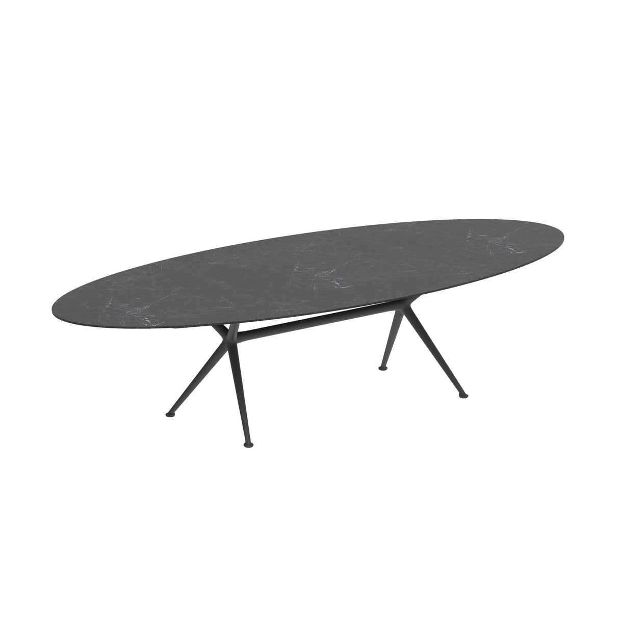 Royal Botania Exes Table Ellipse 320x140cm Pieds Alu Anthracite A - Plateau Céramique Nero Marquina NM