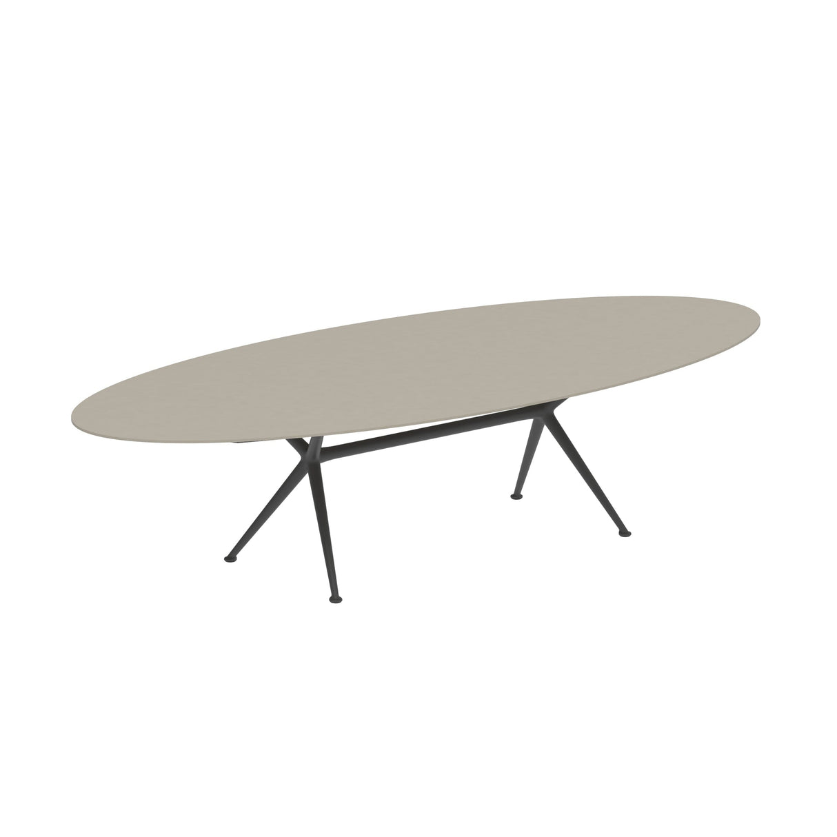 Royal Botania Exes Table Ellipse 320x140cm Pieds Alu Anthracite A - Plateau céramique Pearl Grey PG