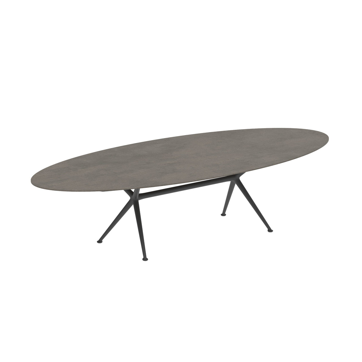 Royal Botania Exes Table Ellipse 320x140cm Pieds Alu Anthracite A - Plateau Céramique Terra Marrone TM