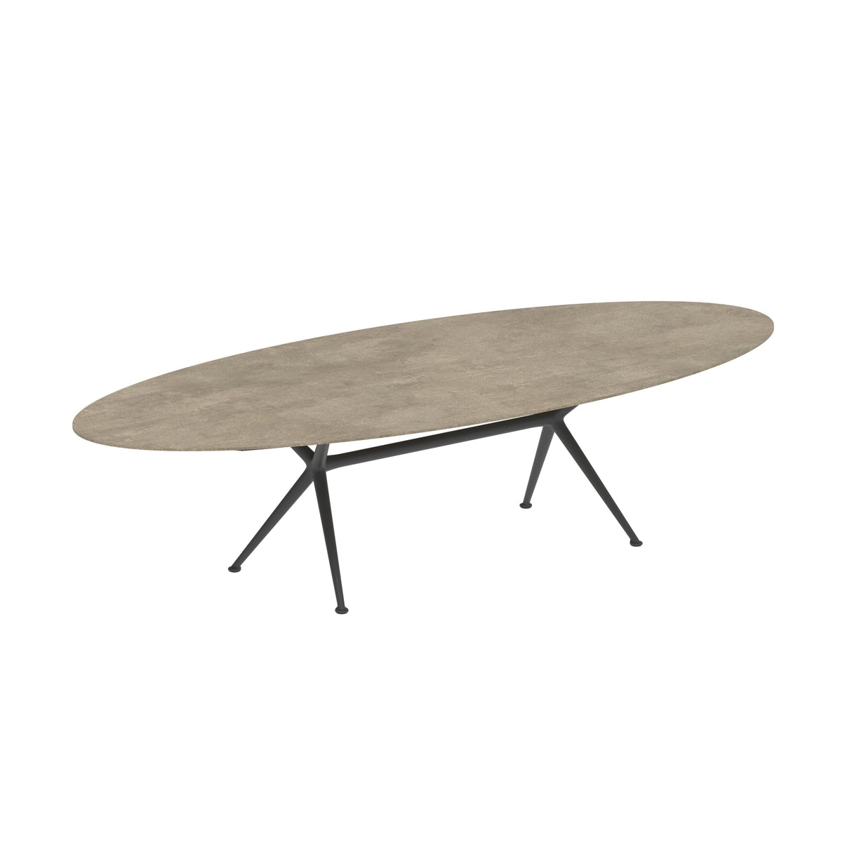 Royal Botania Exes Table Ellipse 320x140cm Pieds Alu Anthracite A - Plateau Céramique Terra Sabbia TS