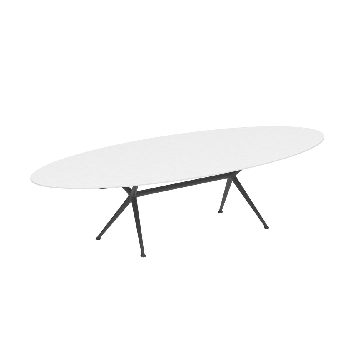 Royal Botania Exes Table Ellipse 320x140cm Pieds Alu Anthracite A - Plateau Céramique White WUM