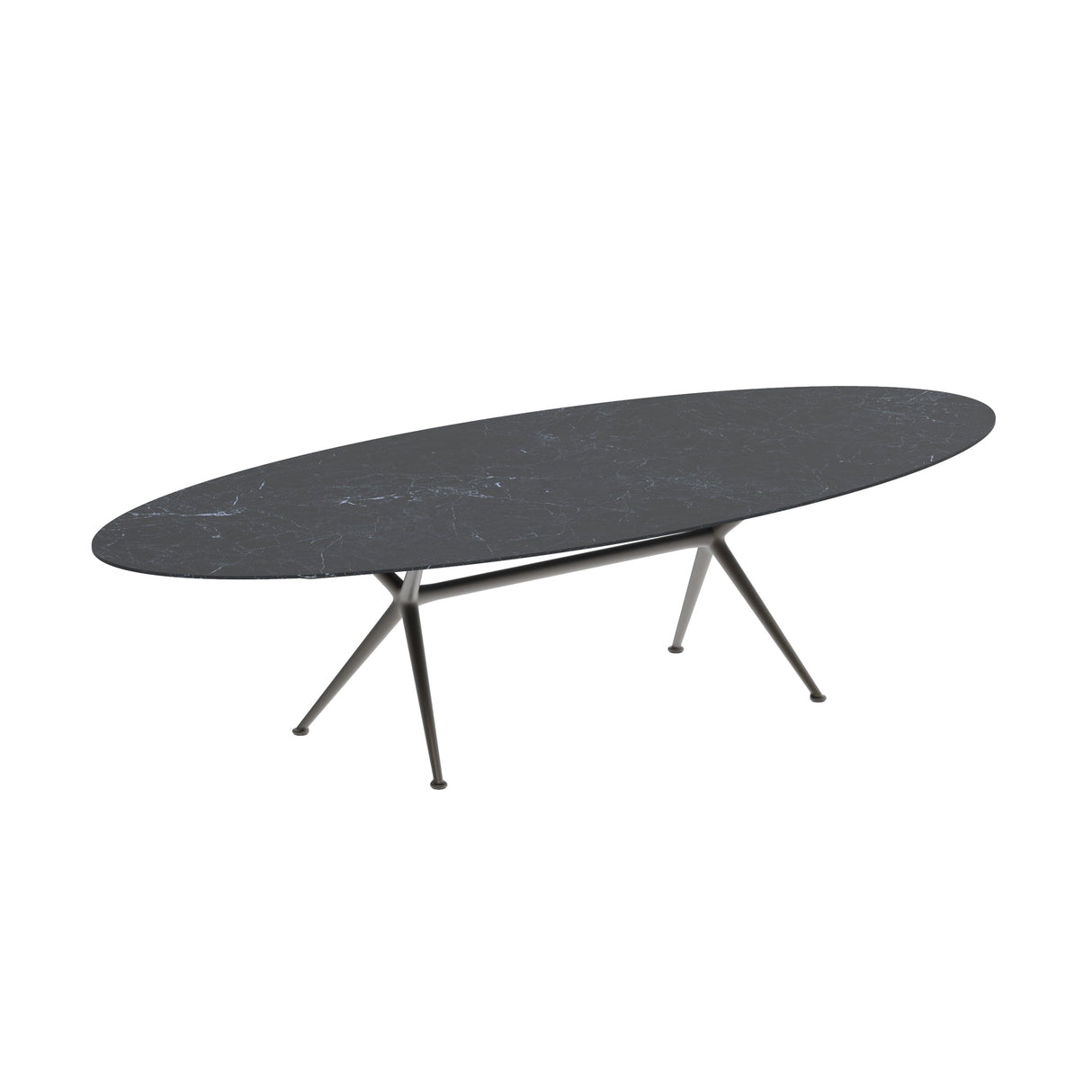 Royal Botania Exes Table Ellipse 320x140cm Pieds Alu Bronze BR - Plateau Céramique Nero Marquina NM