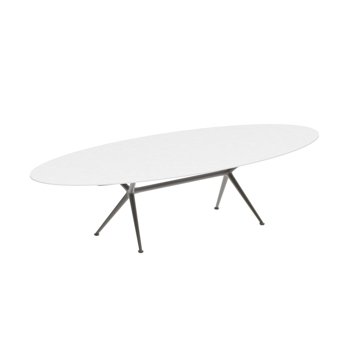 Royal Botania Exes Table Ellipse 320x140cm Pieds Alu Bronze BR - Plateau Céramique White WUM