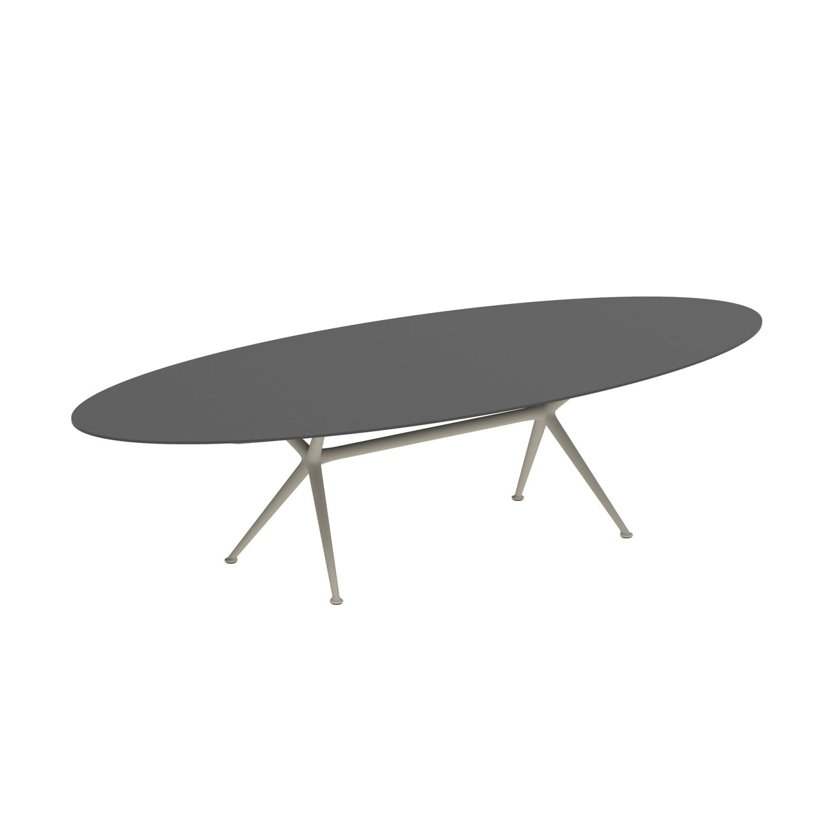 Royal Botania Exes Table Ellipse 320x140cm Pieds Alu Pebble PB - Plateau Céramique Black ZUM