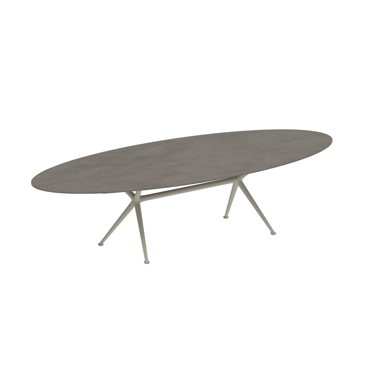 Royal Botania Exes Table Ellipse 320x140cm Pieds Alu Pebble PB - Plateau Céramique Terra Marrone TM