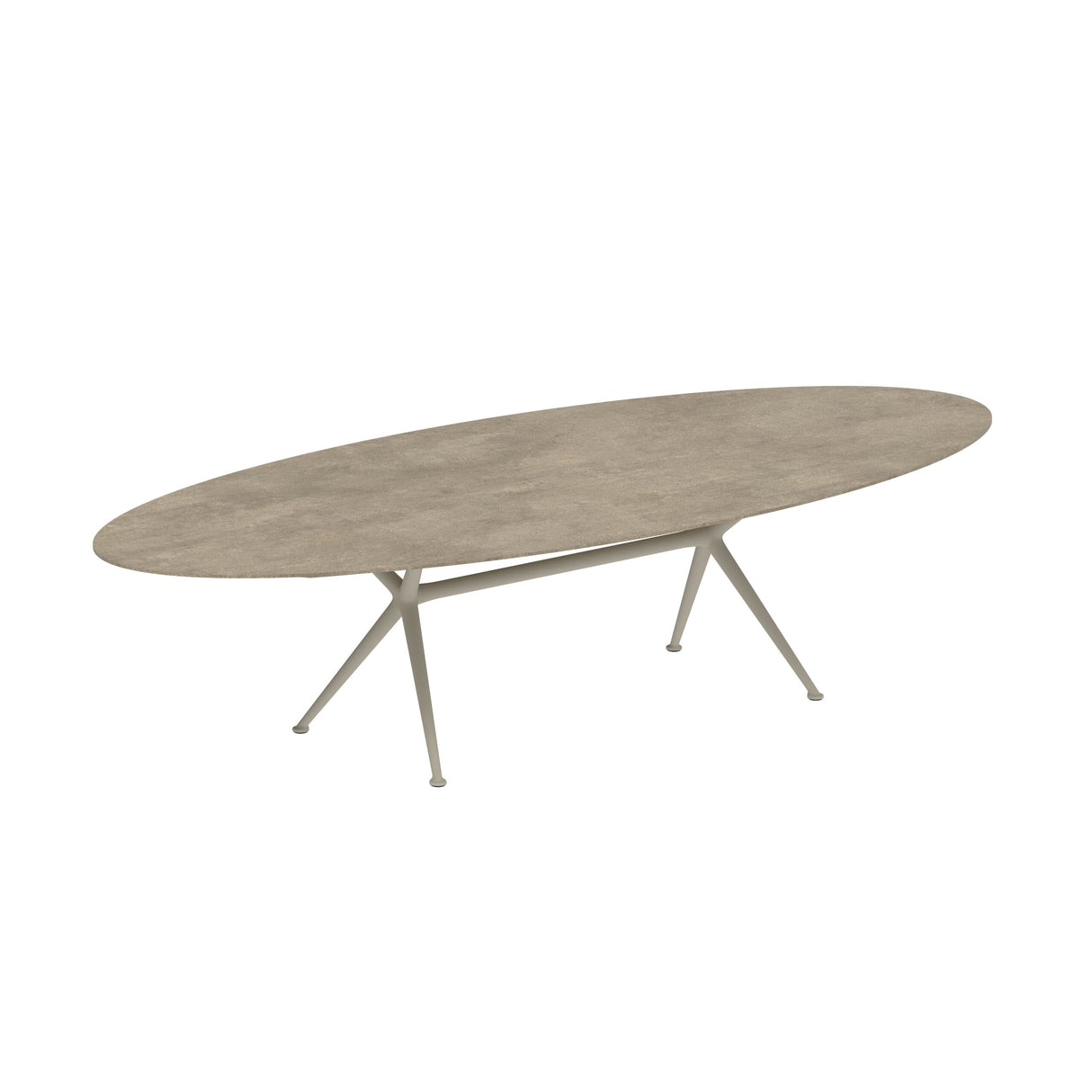 Royal Botania Exes Table Ellipse 320x140cm Pieds Alu Pebble PB - Plateau Céramique Terra Sabbia TS