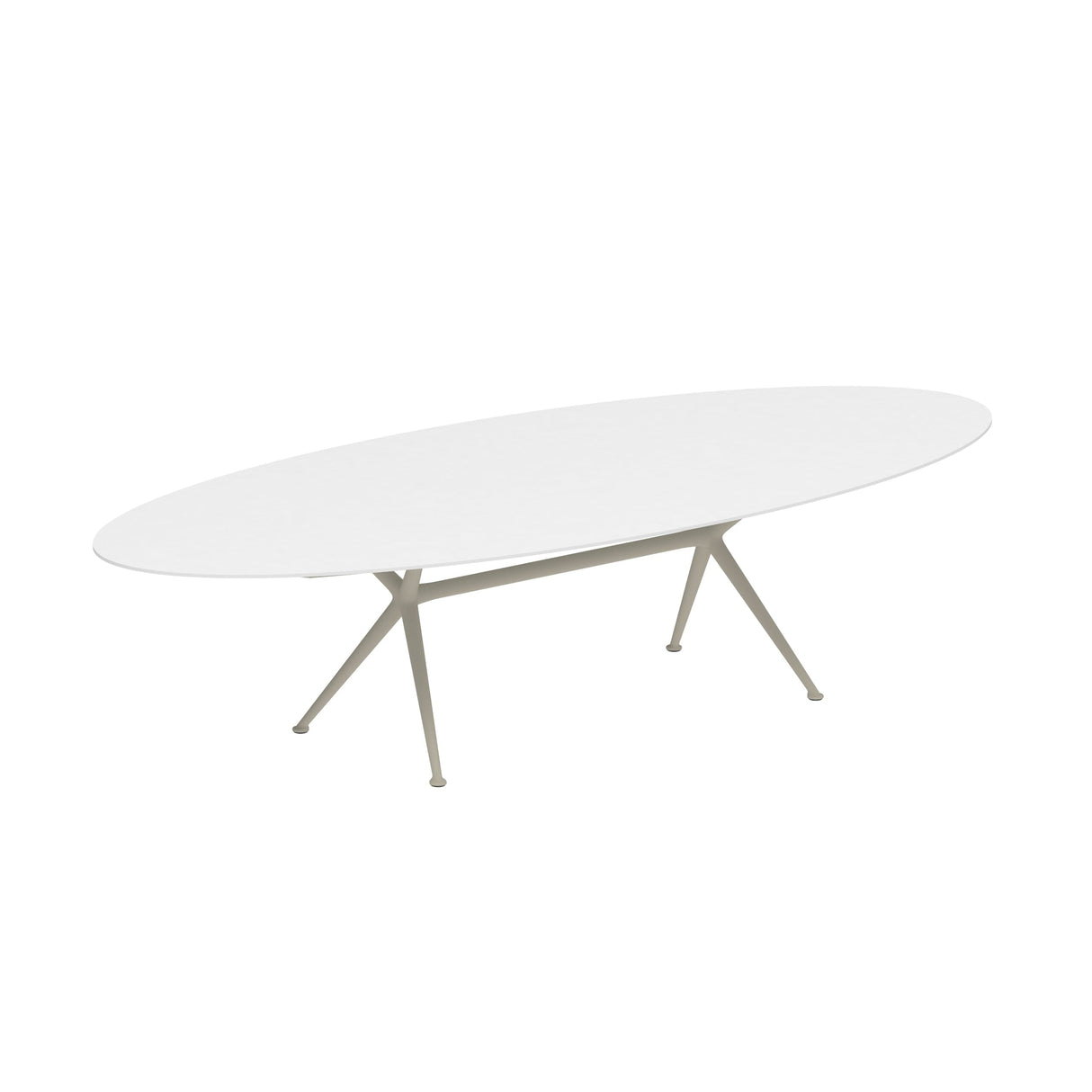 Royal Botania Exes Table Ellipse 320x140cm Pieds Alu Pebble PB - Plateau Céramique White WUM