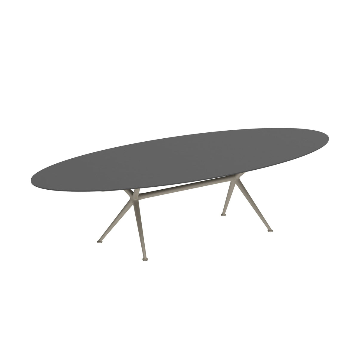 Royal Botania Exes Table Ellipse 320x140cm Pieds Alu Sand S - Plateau Céramique Black ZUM