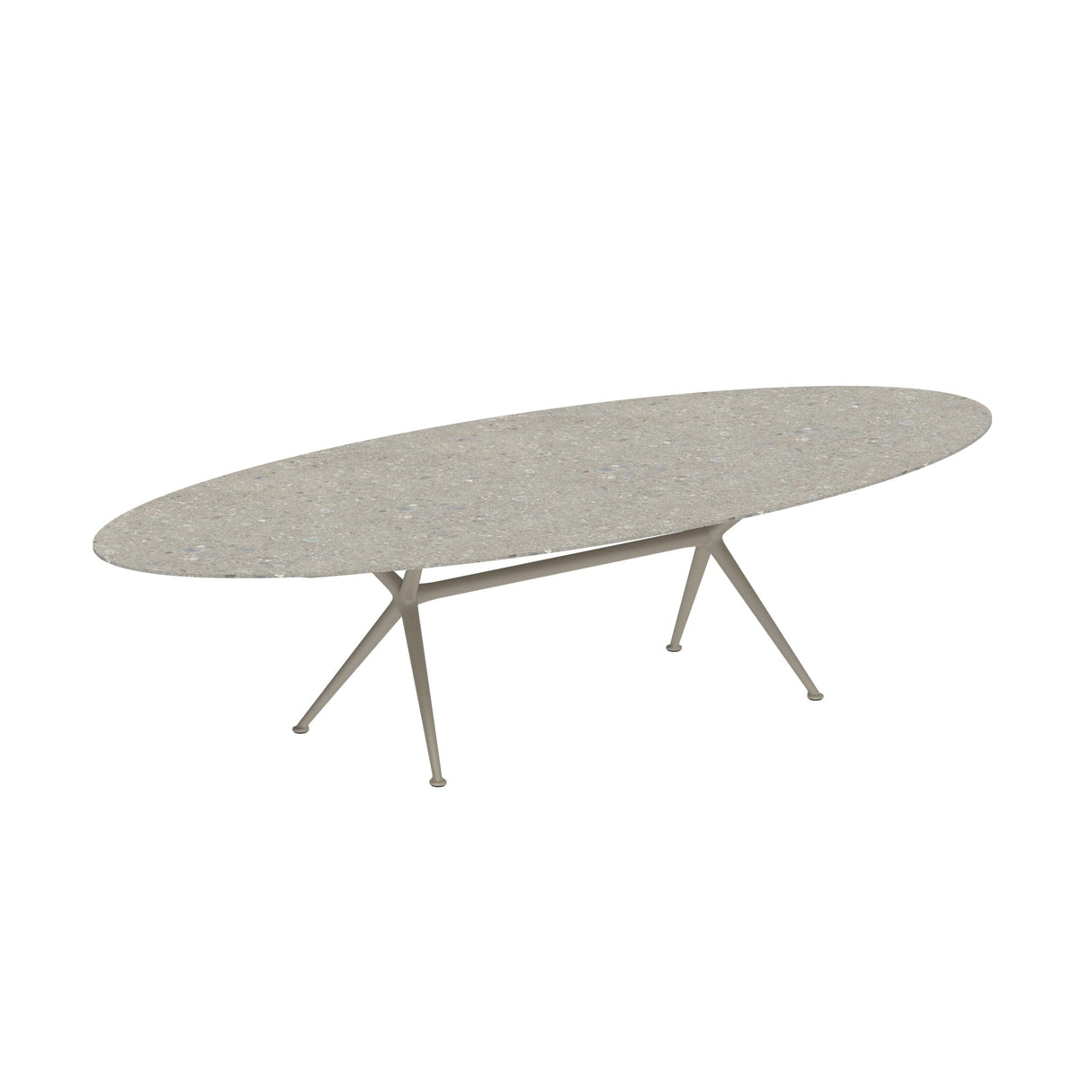 Royal Botania Exes Table Ellipse 320x140cm Pieds Alu Sand S - Plateau Céramique Ceppo Dolomitica CD