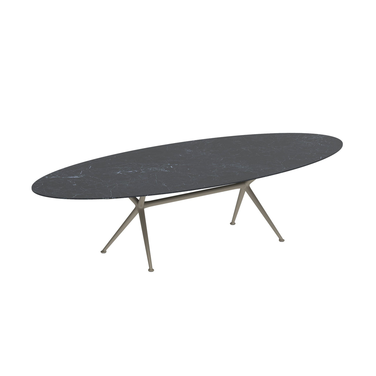 Royal Botania Exes Table Ellipse 320x140cm Pieds Alu Sand S - Plateau Céramique Nero Marquina NM