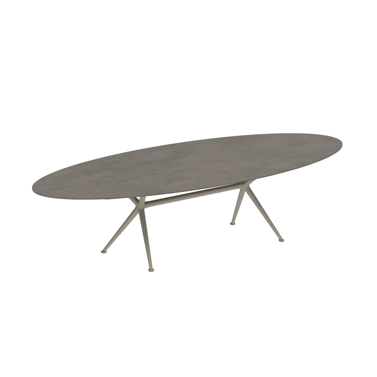 Royal Botania Exes Table Ellipse 320x140cm Pieds Alu Sand S - Plateau Céramique Terra Marrone TM