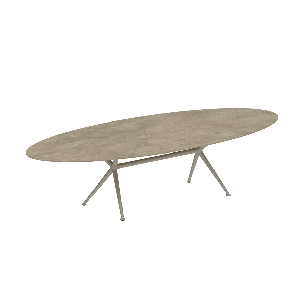Royal Botania Exes Table Ellipse 320x140cm Pieds Alu Sand S - Plateau Céramique Terra Sabbia TS