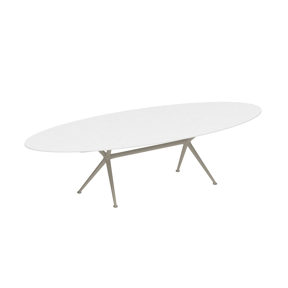 Royal Botania Exes Table Ellipse 320x140cm Pieds Alu Sand S - Plateau Céramique White WUM