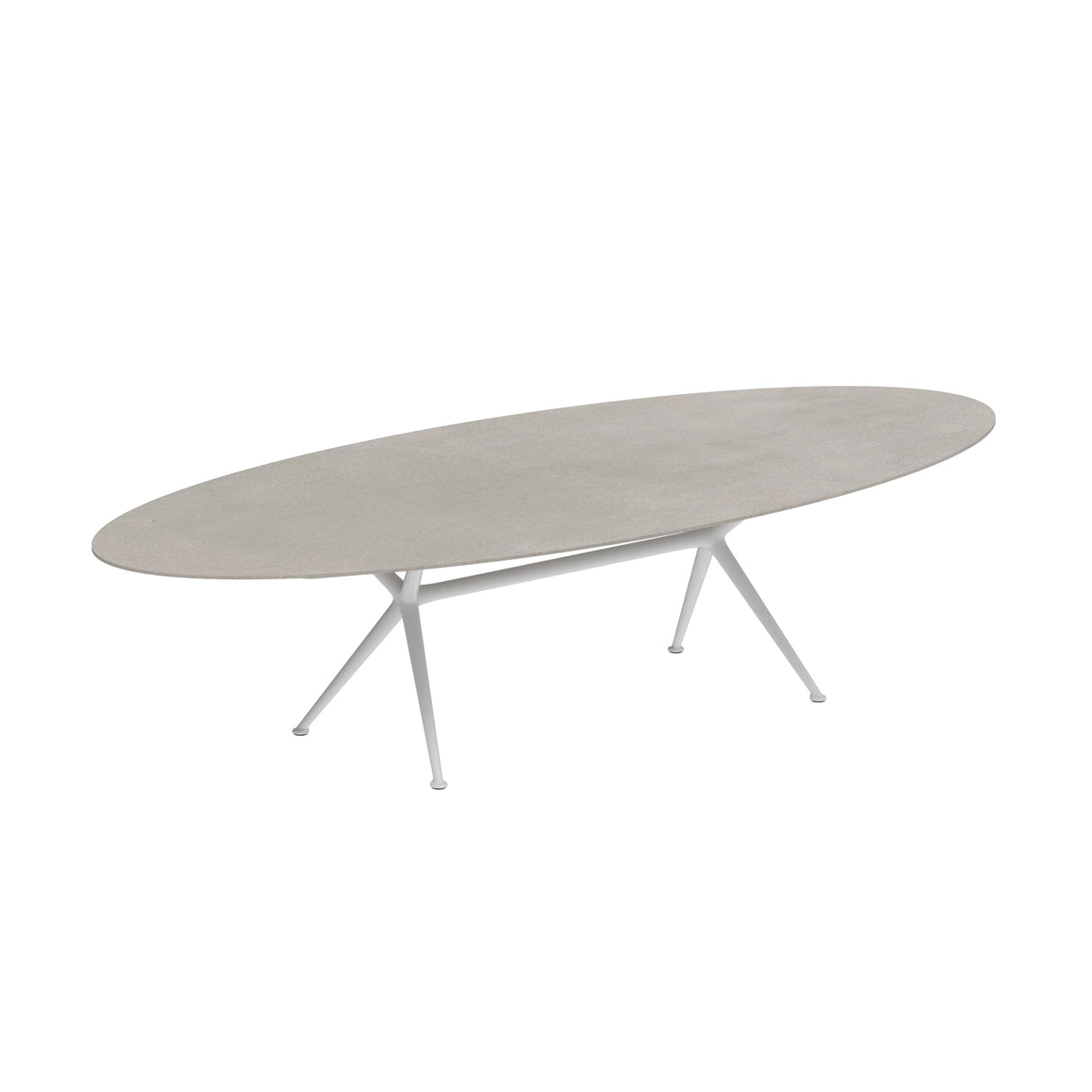 Royal Botania Exes Table Ellipse 320x140cm Pieds Alu White WR - Plateau Céramique Cemento Luminoso CL