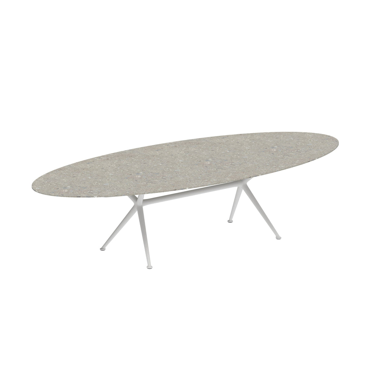 Royal Botania Exes Table Ellipse 320x140cm Pieds Alu White WR - Plateau Céramique Ceppo Dolomitica CD