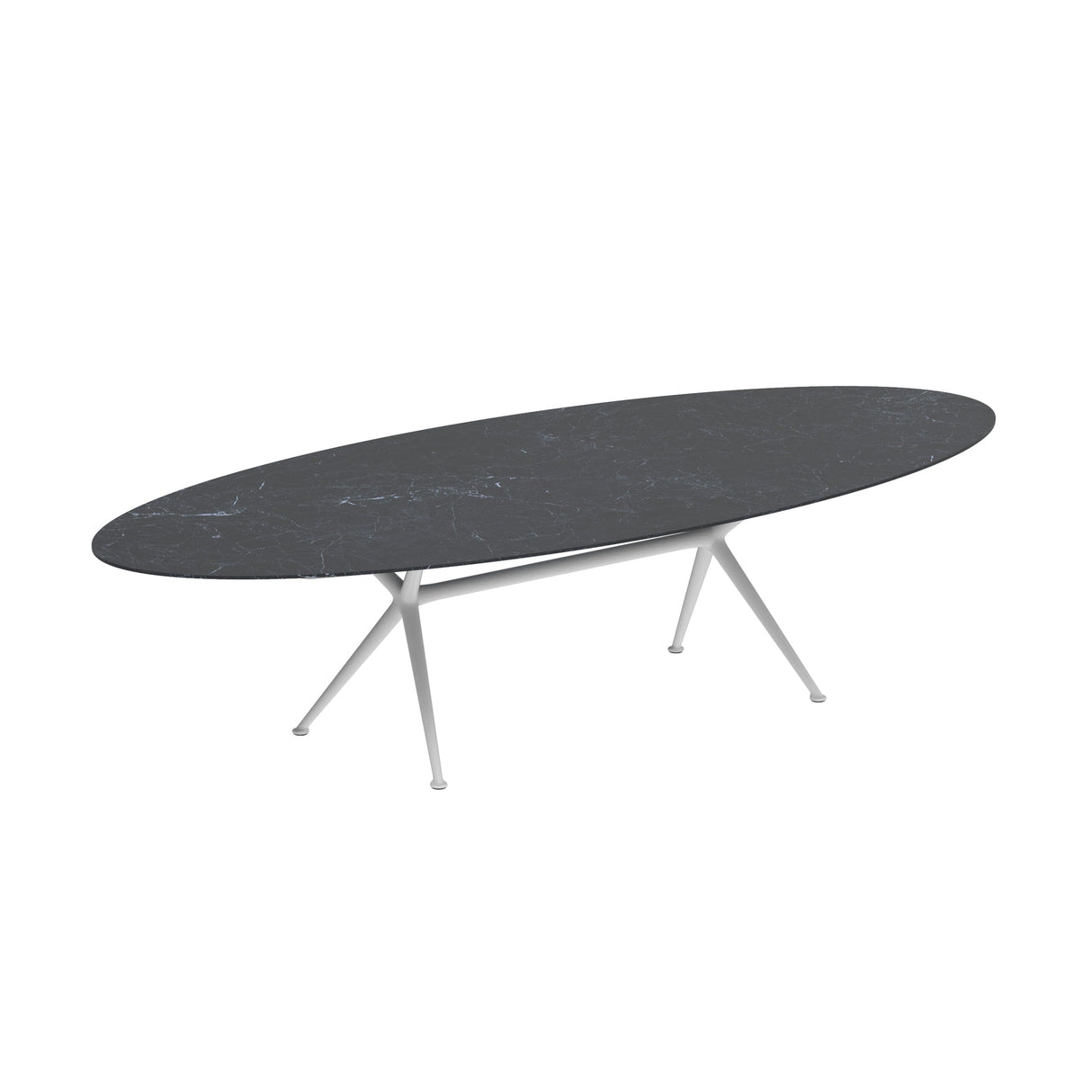 Royal Botania Exes Table Ellipse 320x140cm Pieds Alu White WR - Plateau Céramique Nero Marquina NM
