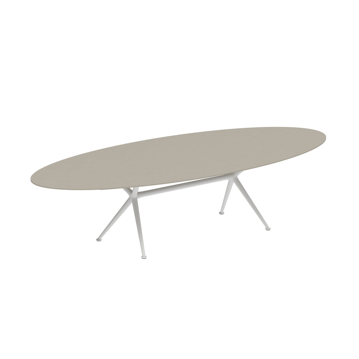 Royal Botania Exes Table Ellipse 320x140cm Pieds Alu White WR - Plateau céramique Pearl Grey PG