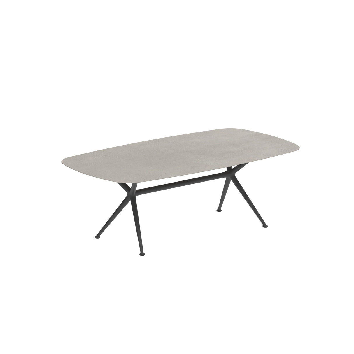 Royal Botania Exes Table Ovale 220x120cm Pieds Alu Anthracite A - Plateau Céramique Cemento Luminoso CL