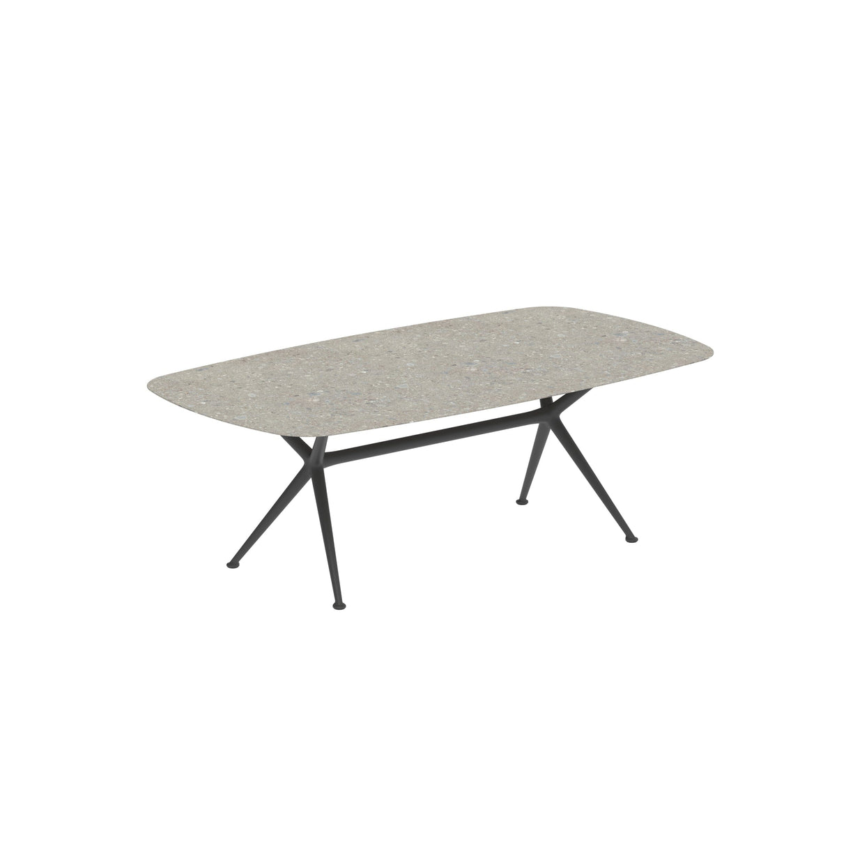 Royal Botania Exes Table Ovale 220x120cm Pieds Alu Anthracite A - Plateau Céramique Ceppo Dolomitica CD
