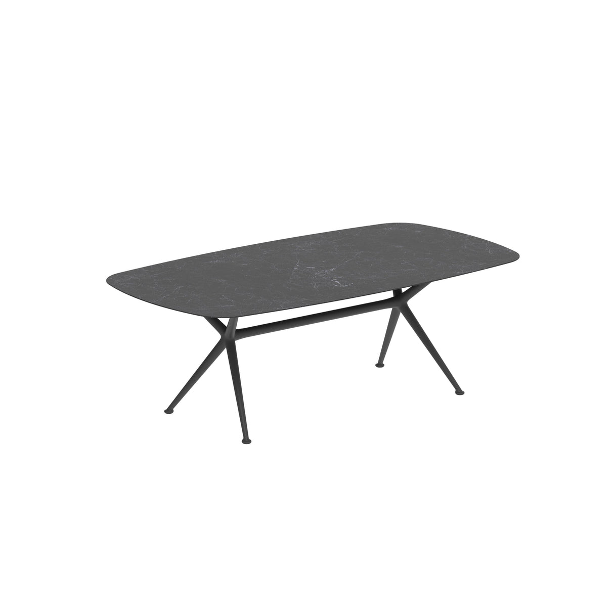 Royal Botania Exes Table Ovale 220x120cm Pieds Alu Anthracite A - Plateau Céramique Nero Marquina NM