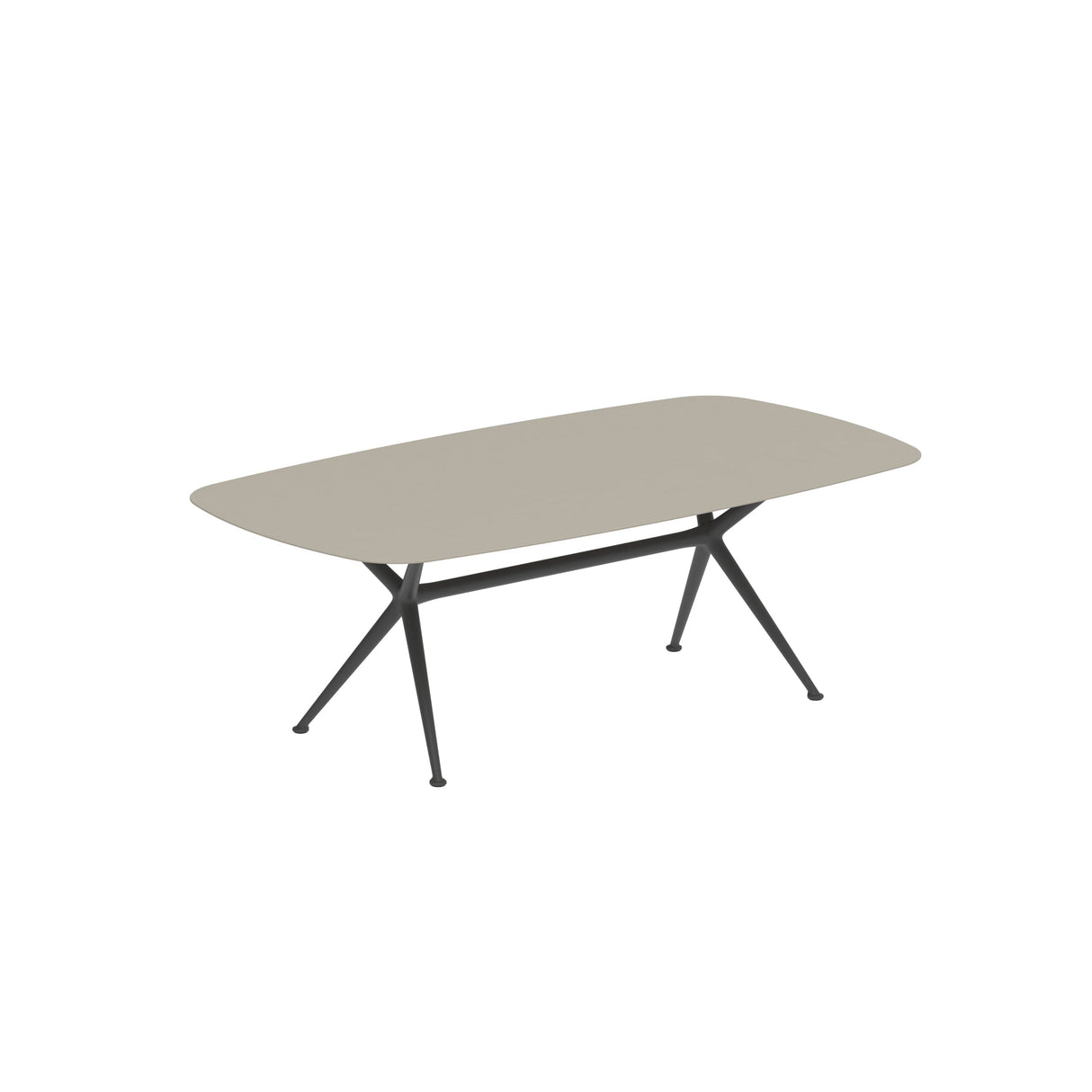 Royal Botania Exes Table Ovale 220x120cm Pieds Alu Anthracite A - Plateau céramique Pearl Grey PG