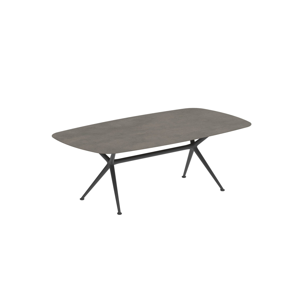 Royal Botania Exes Table Ovale 220x120cm Pieds Alu Anthracite A - Plateau Céramique Terra Marrone TM
