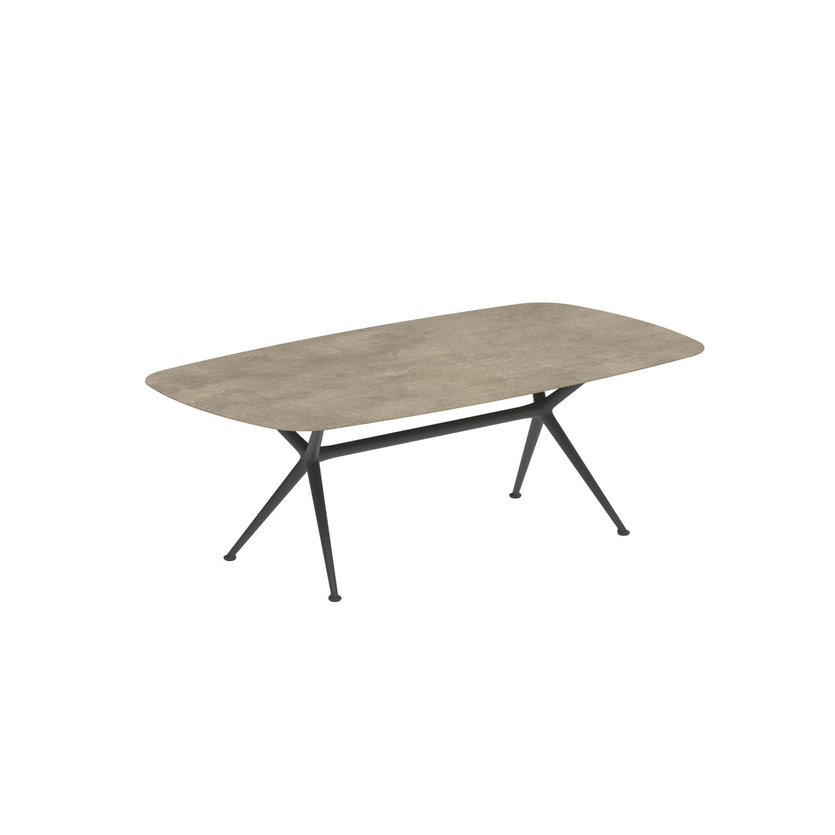 Royal Botania Exes Table Ovale 220x120cm Pieds Alu Anthracite A - Plateau Céramique Terra Sabbia TS