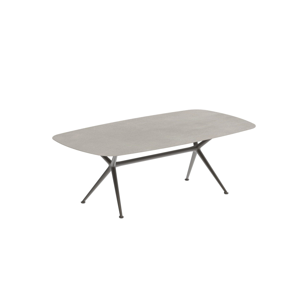 Royal Botania Exes Table Ovale 220x120cm Pieds Alu Bronze BR - Plateau Céramique Cemento Luminoso CL
